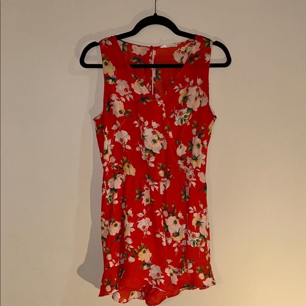 Lush Orange Floral Romper